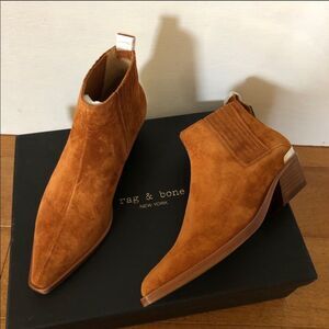 Rag & Bone Westin Cognac Suede Western Bootie Size 6 Coastal Cowgirl Rodeo Boho